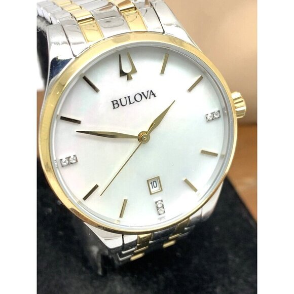 Bulova Women's Watch 98P201 Quartz Diamond Mother of Pearl Dial Two Tone… - Picture 12 of 13